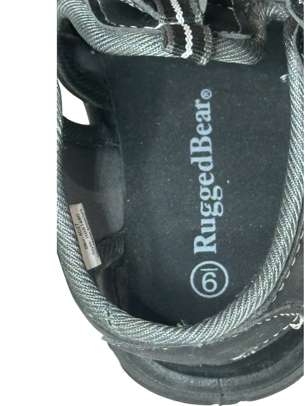 RuggedBear Kids closed toe athletic Sandals.Blk/Gy size 9.